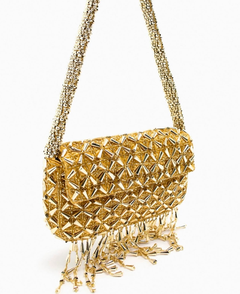 Bolso Hombros Abalorios Flecos