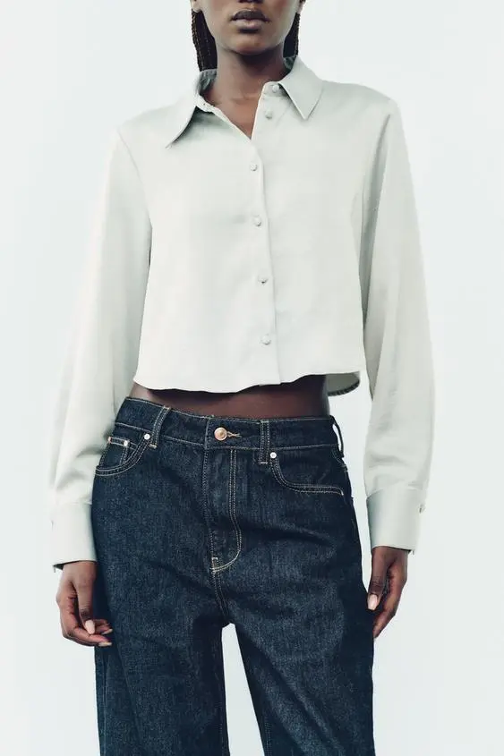 Blusa Crop Satinada