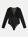 Sheer Mesh Corset-Style Bodysuit