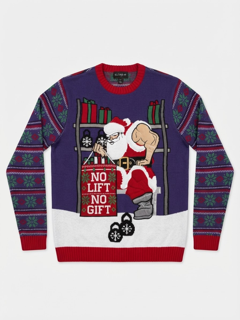 No Lift No Gift Santa Knit