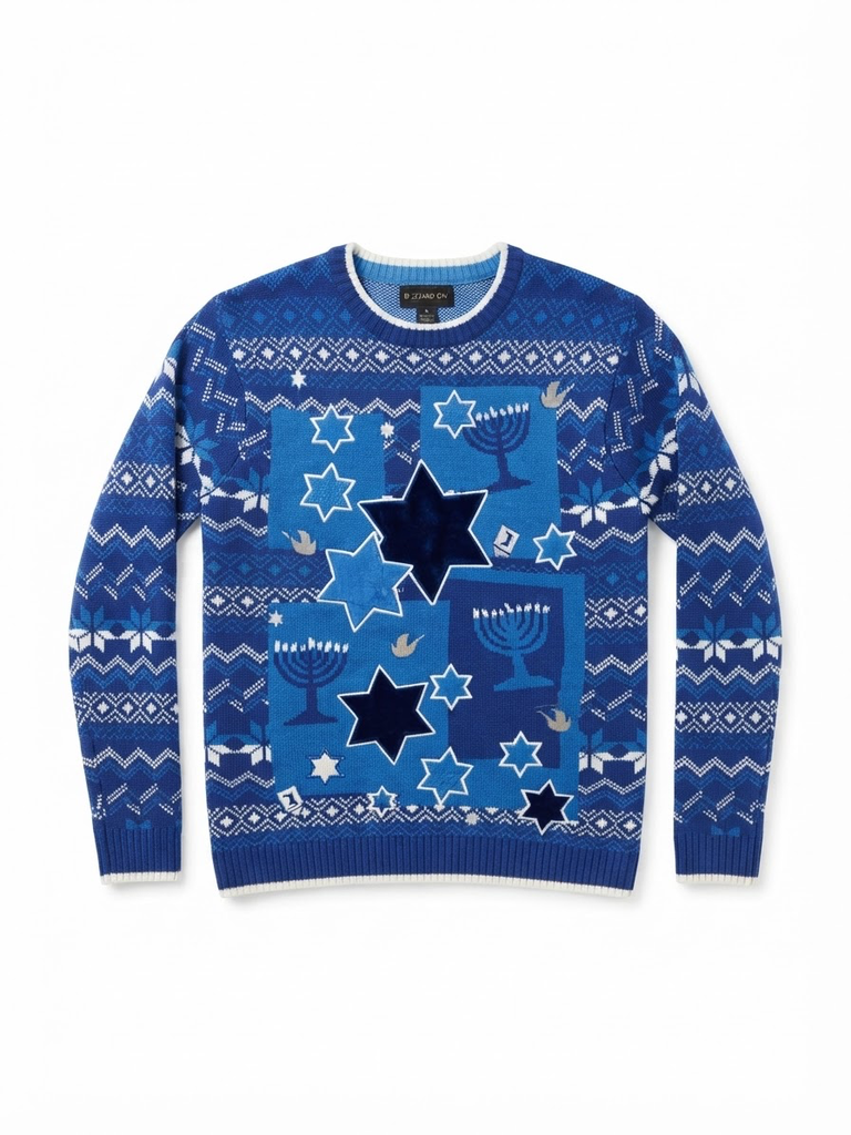 Hanukkah Star Blue Knit