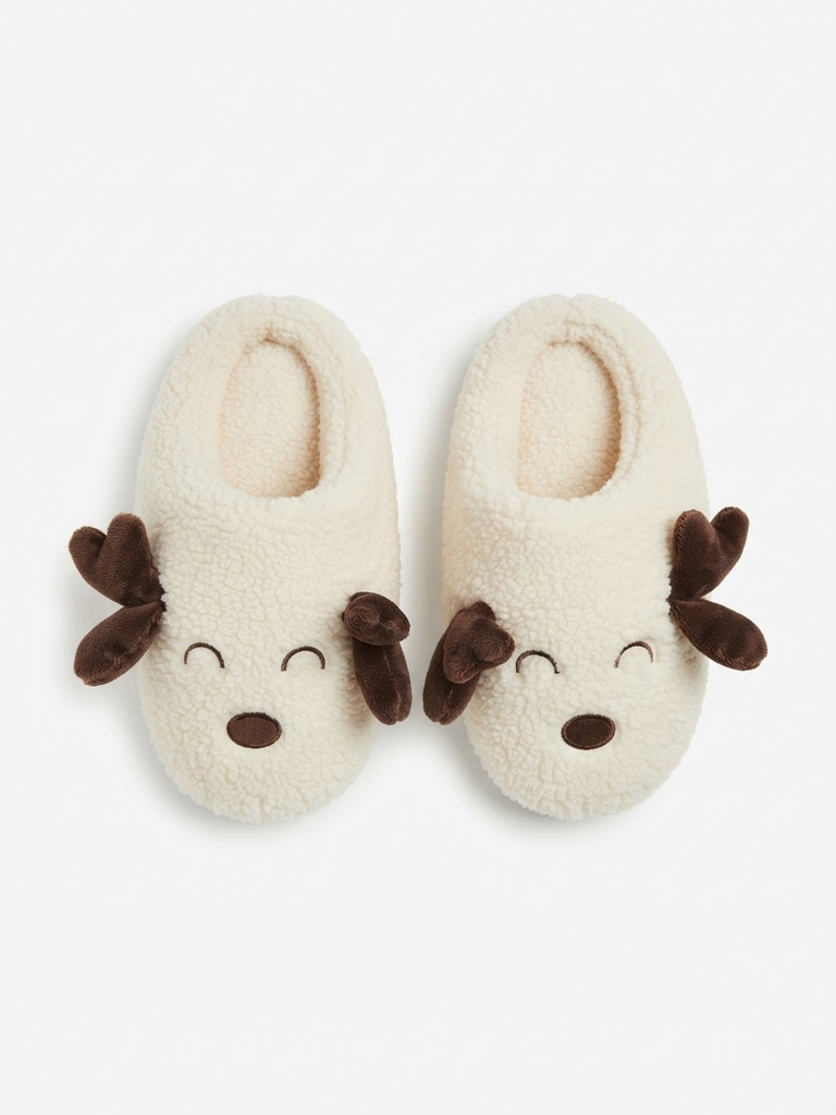 Fluffy Reindeer Slippers