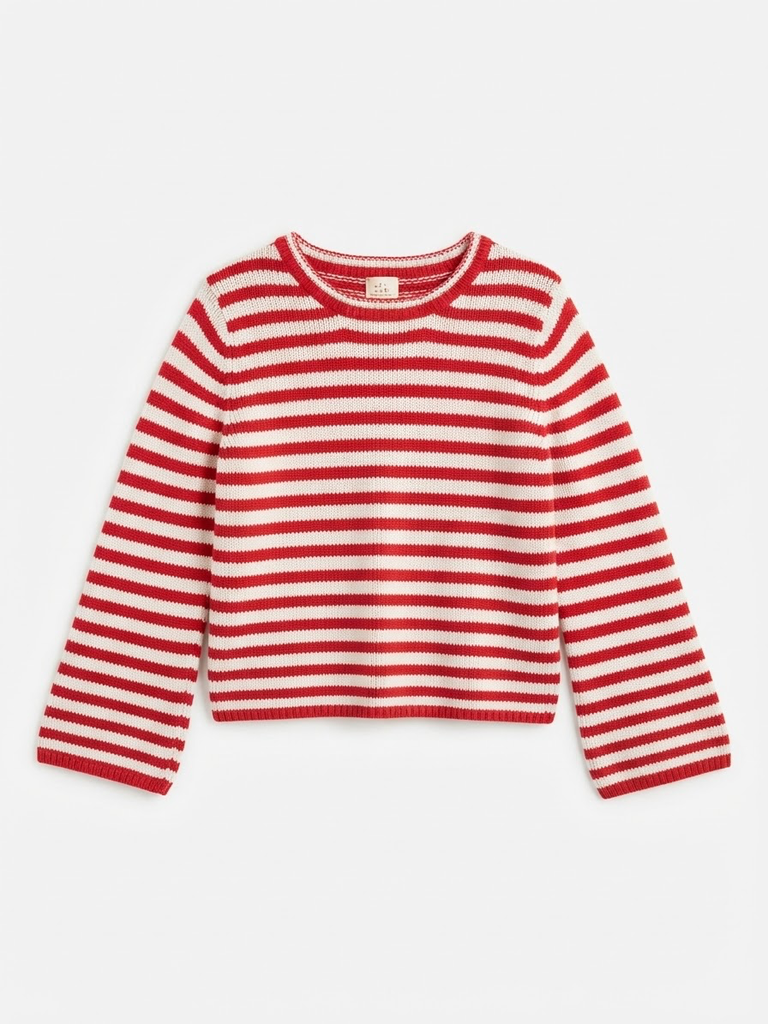 Red and White Striped Knit Sweater