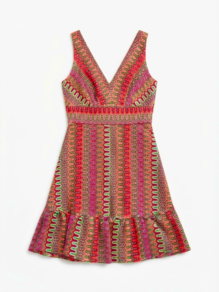 Multicolor Patterned Knit Dress