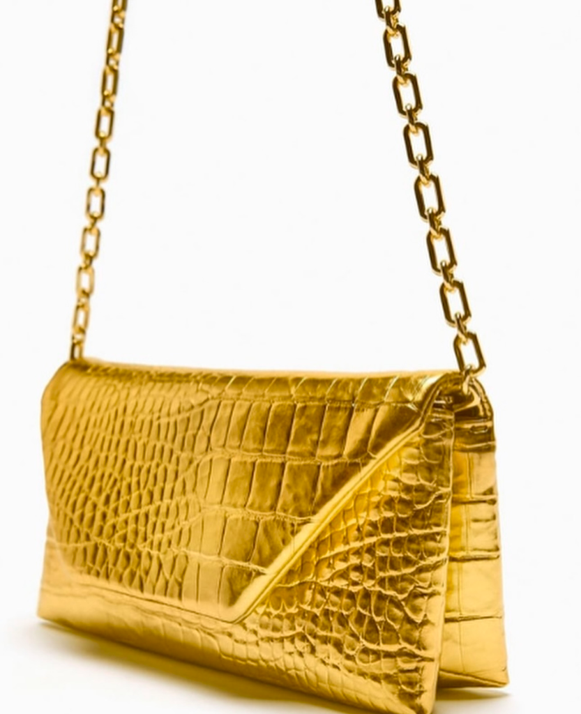 Gold Envelope Shoulder Bag Metallic