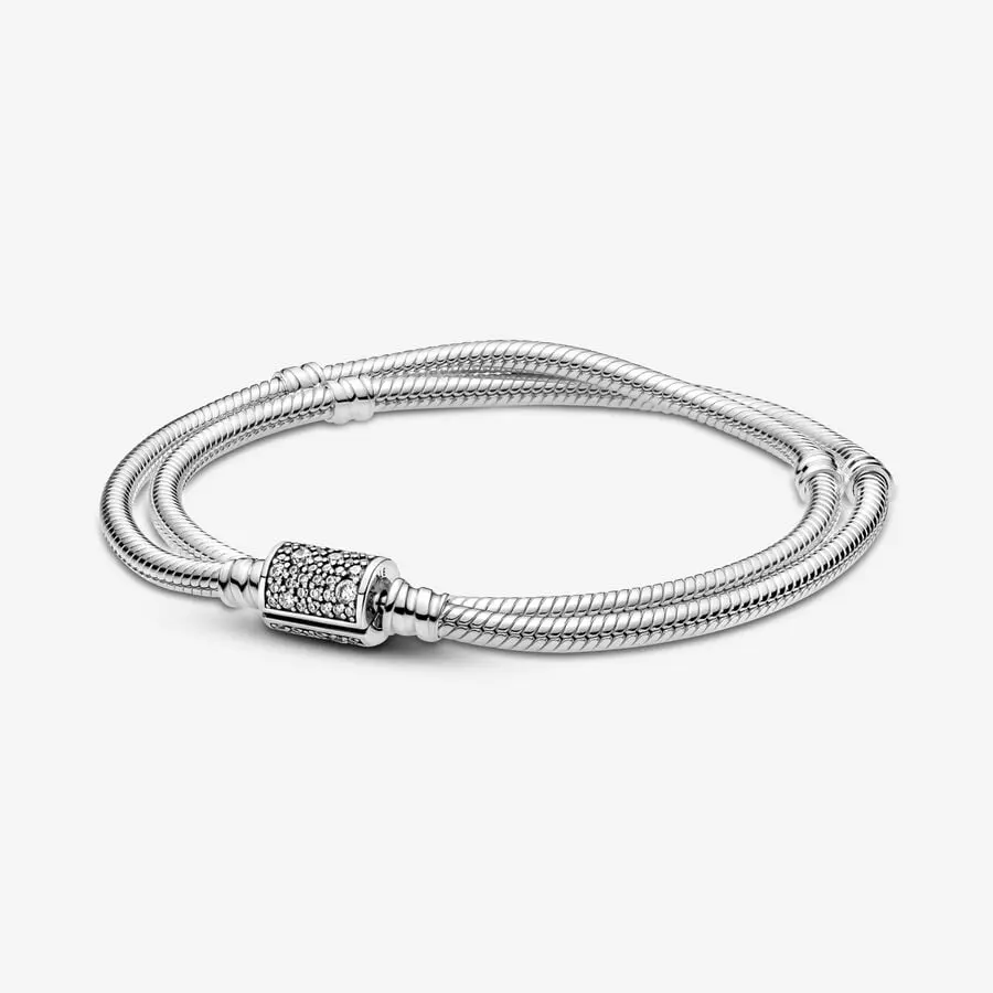 Pulsera y/o Gargantilla con doble Cadena de Serpiente y Cierre de Barril