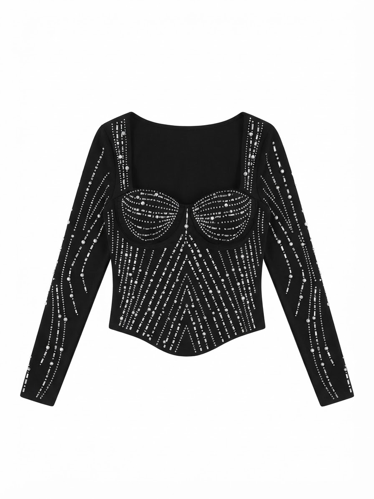 Rhinestone Embellished Bustier Top